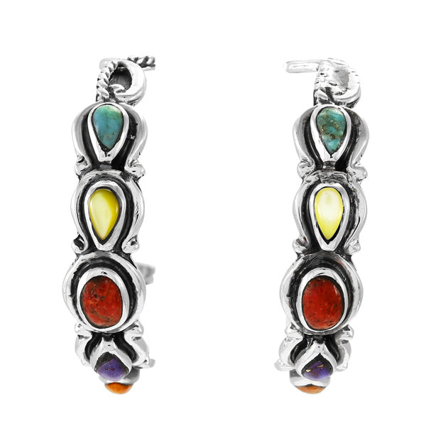 Multicolor Hoop Earrings Sterling Silver E1409-C71
