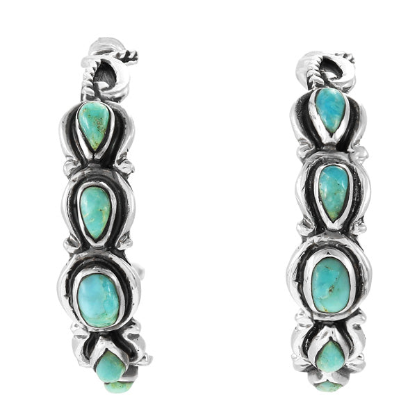 Turquoise Hoop Earrings Sterling Silver E1409-C75