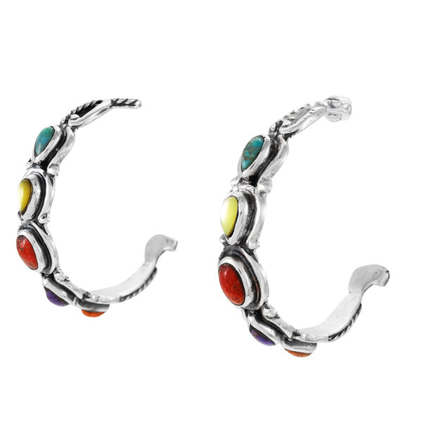 Multicolor Hoop Earrings Sterling Silver E1409-C71