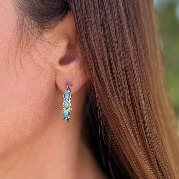 Turquoise Hoop Earrings Sterling Silver E1409-C75