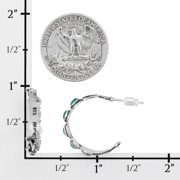 Turquoise Hoop Earrings Sterling Silver E1409-C75