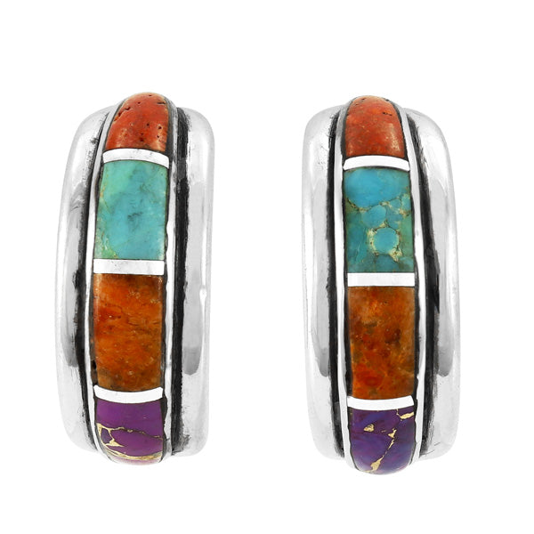 Multicolor Half Hoop Earrings Sterling Silver E1410-C00