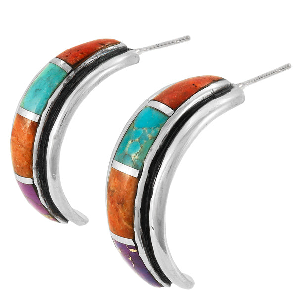 Multicolor Half Hoop Earrings Sterling Silver E1410-C00