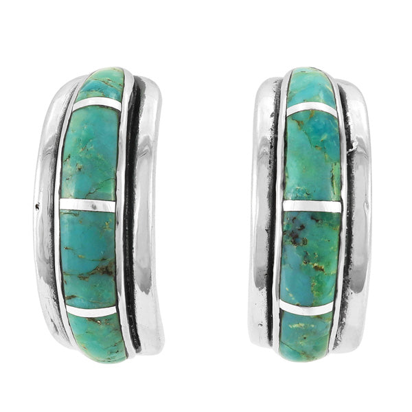 Turquoise Half Hoop Earrings Sterling Silver E1410-C05
