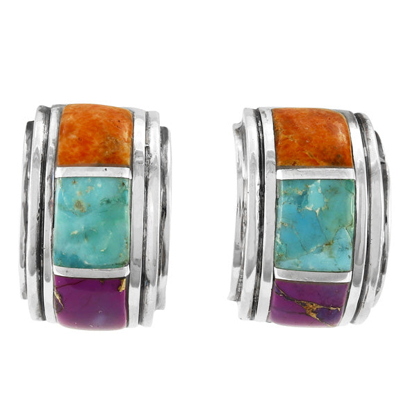 Multicolor Half Hoop Earrings Sterling Silver E1411-C01