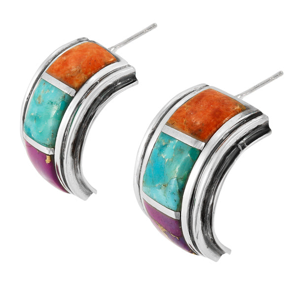 Multicolor Half Hoop Earrings Sterling Silver E1411-C01