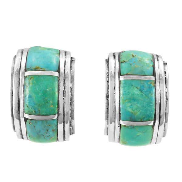 Turquoise Half Hoop Earrings Sterling Silver E1411-C05