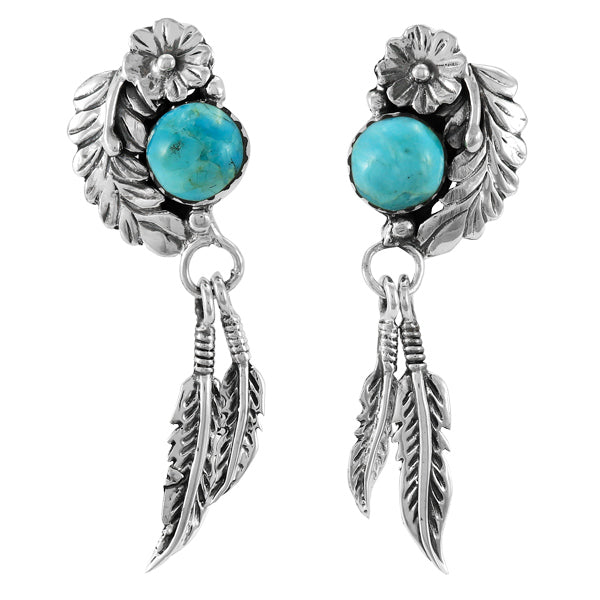 Vintage Heart Turquoise Feather Earrings main image 1