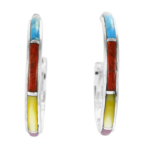 Multicolor Hoop Earrings Sterling Silver E1414-C01