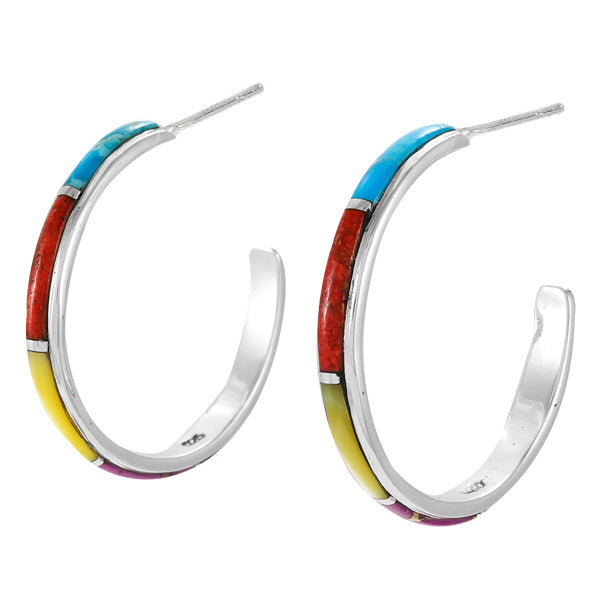 Multicolor Hoop Earrings Sterling Silver E1414-C01