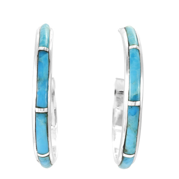 Turquoise Hoop Earrings Sterling Silver E1414-C05