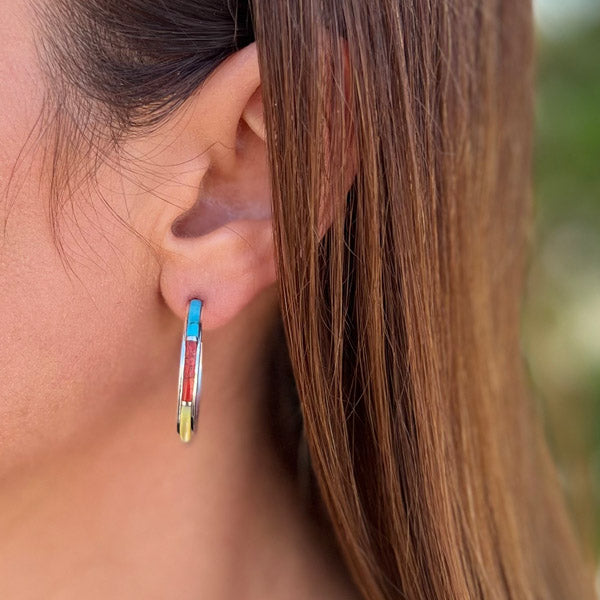 Multicolor Hoop Earrings Sterling Silver E1414-C01
