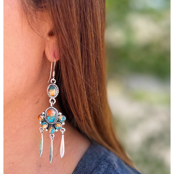 Spiny Turquoise Earrings Sterling Silver E1430-C89