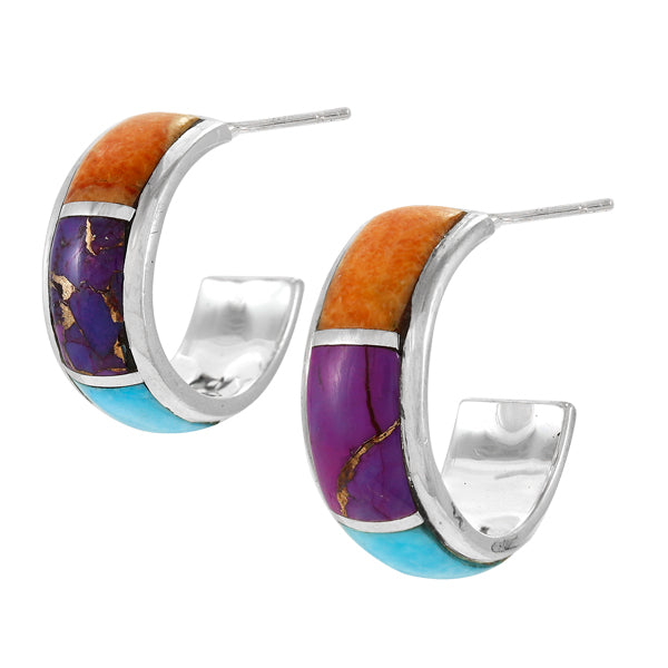 Multicolor Hoop Earrings Sterling Silver E1432-C00