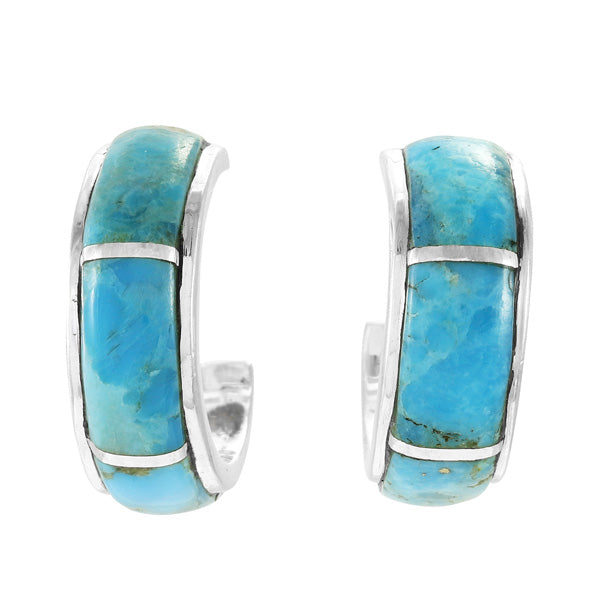 Turquoise Hoop Earrings Sterling Silver E1432-C05