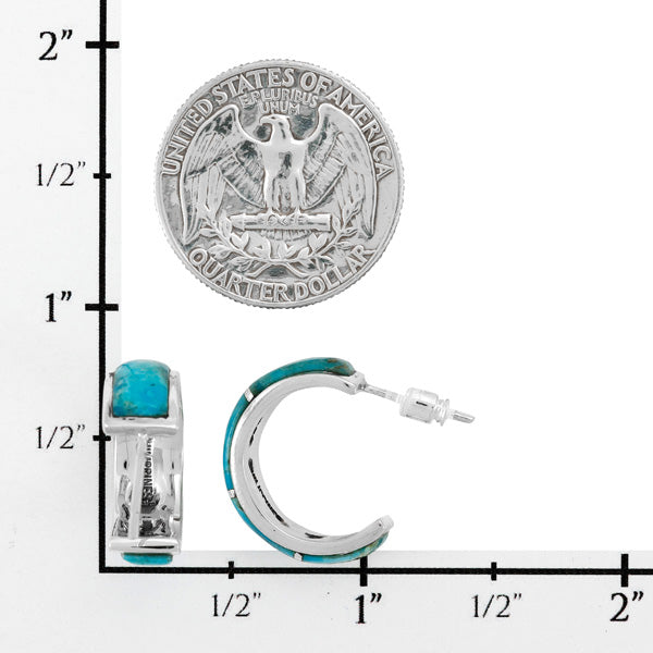 Turquoise Hoop Earrings Sterling Silver E1432-C05