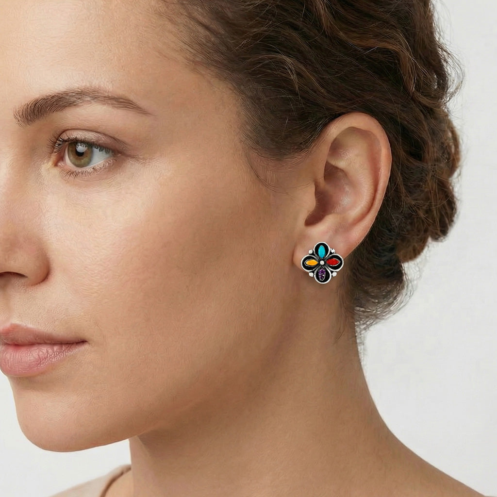 Multicolor Earrings Sterling Silver E1433-C71