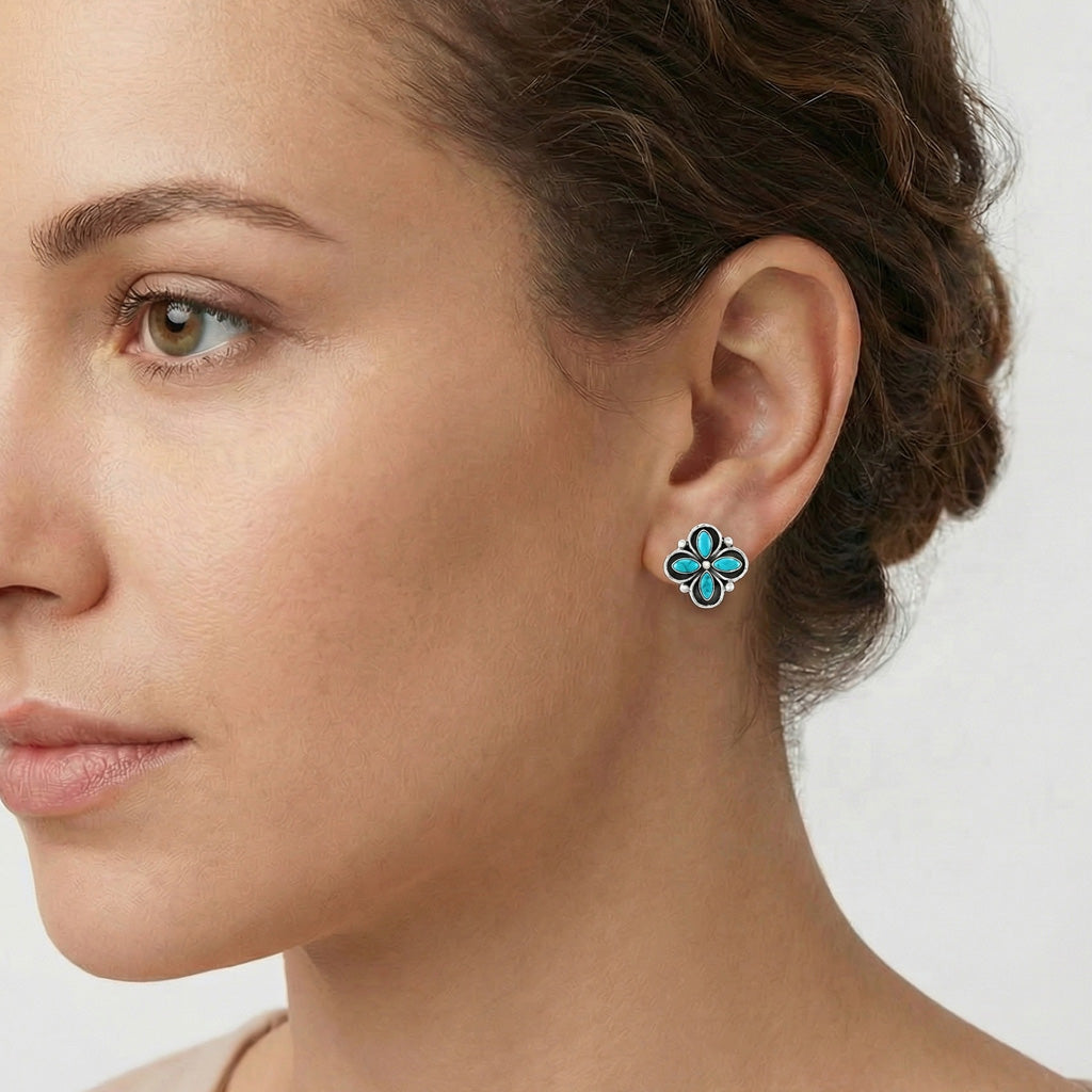 Turquoise Earrings Sterling Silver E1433-C75