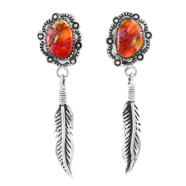 Feather Plum Spiny Earrings Sterling Silver E1434-C92