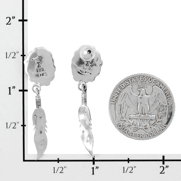 Feather Turquoise Earrings Sterling Silver E1434-C75