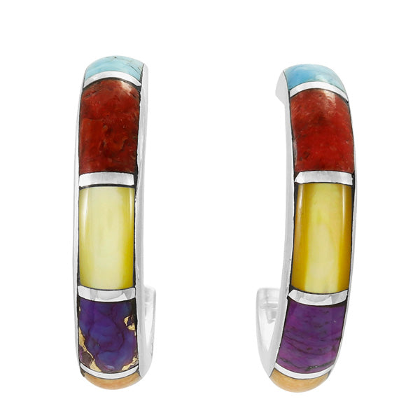 Multicolor Hoop Earrings Sterling Silver E1435-C01