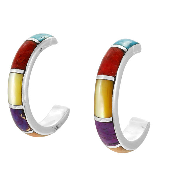 Multicolor Hoop Earrings Sterling Silver E1435-C01