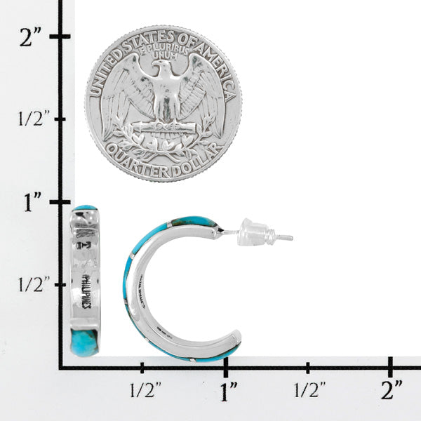 Turquoise Hoop Earrings Sterling Silver E1435-C05