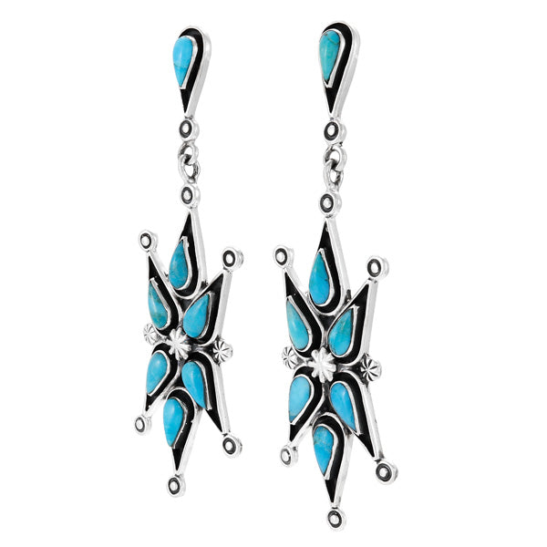 Turquoise Earrings Sterling Silver E1437-LG-C75 (Larger version)