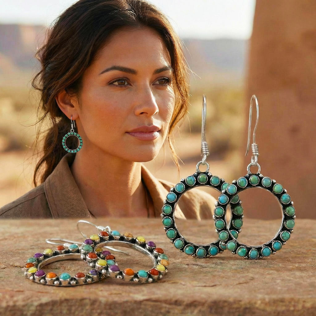 Turquoise Earrings Sterling Silver E1438-C75