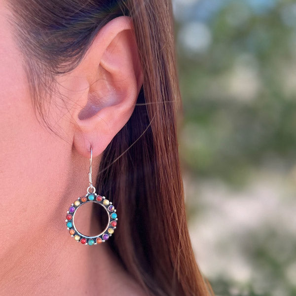 Multicolor Earrings Sterling Silver E1438-C71