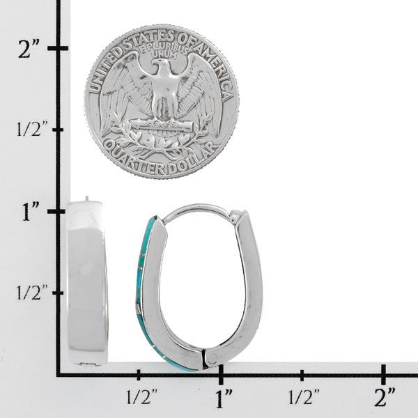 Turquoise Hoop Earrings Sterling Silver E1440-C05