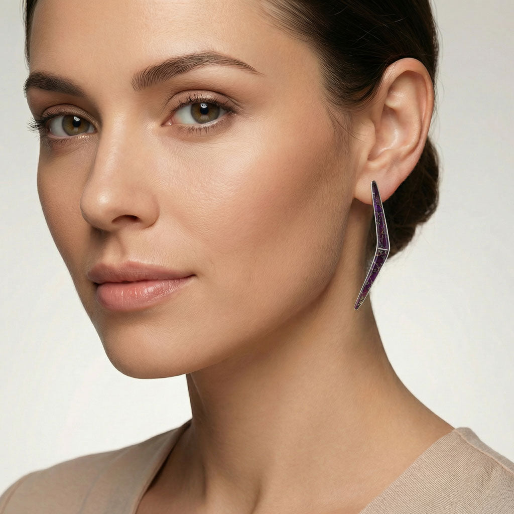 Purple Turquoise Earrings Sterling Silver E1441-C77