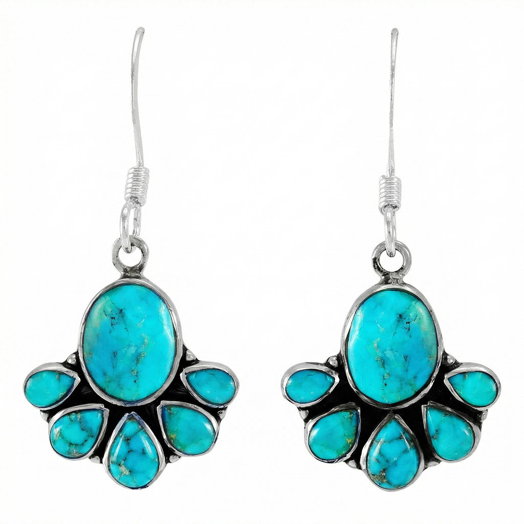 FINAL CLEARANCE - Turquoise Earrings SilveryCopper™ E1443-SB-C75