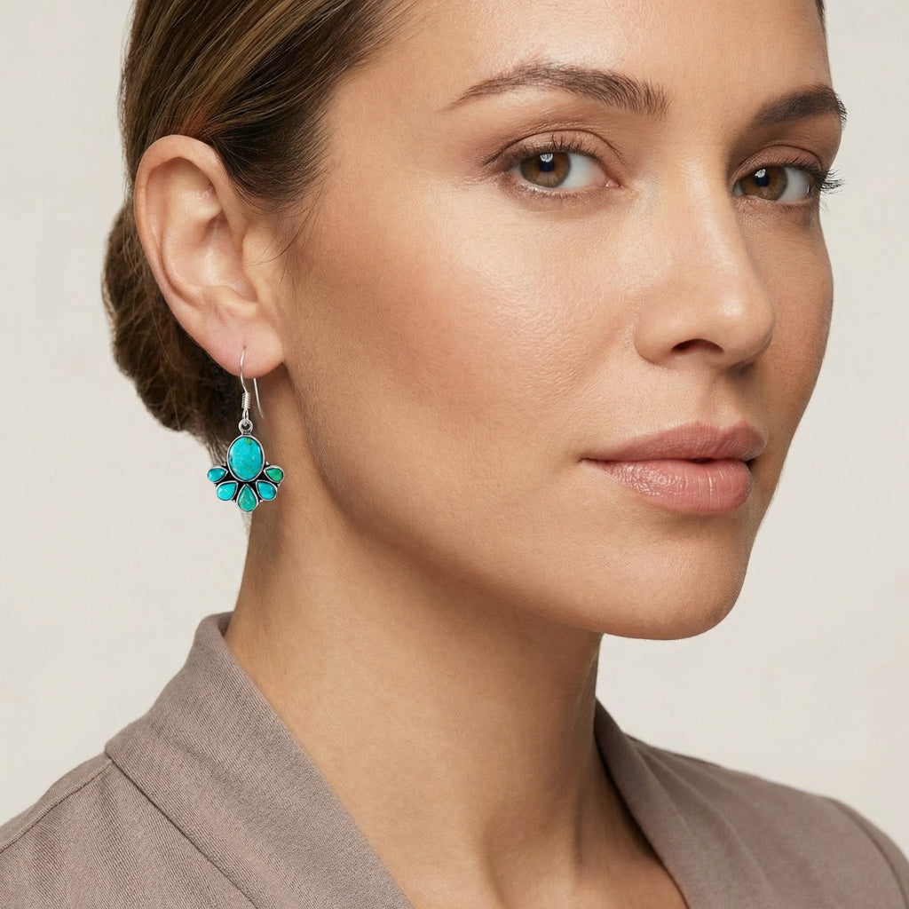 Turquoise Earrings Sterling Silver E1443-C75