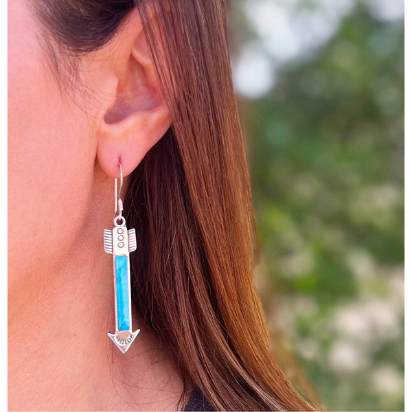Turquoise Arrow Earrings Sterling Silver E1445-C75