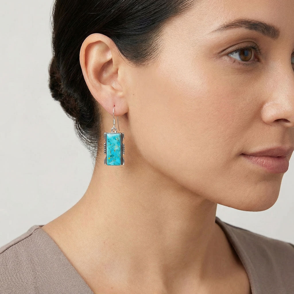 Turquoise Earrings Sterling Silver E1446-C75