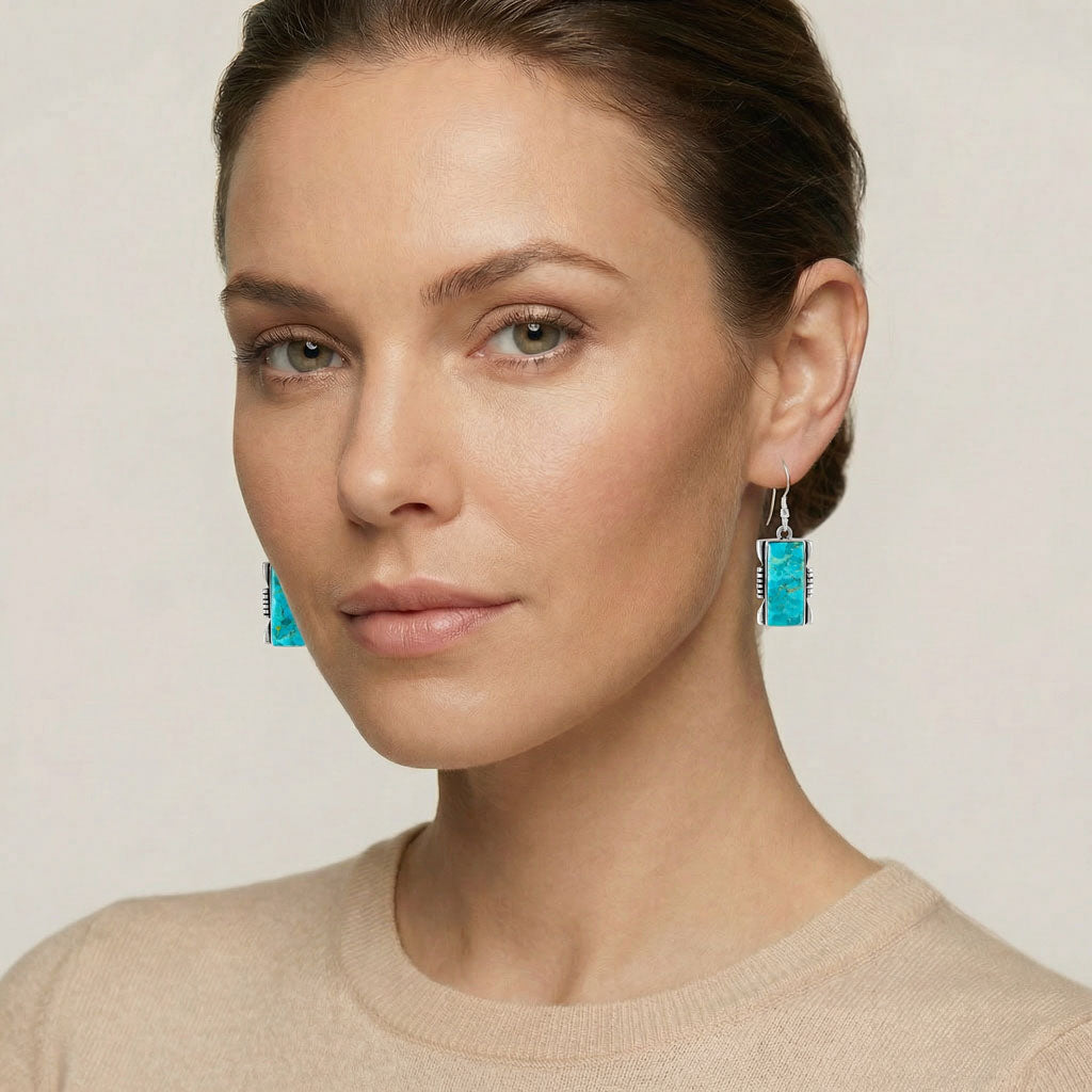 Turquoise Earrings Sterling Silver E1446-C75