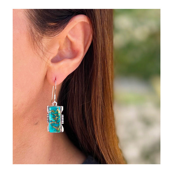 Matrix Turquoise Earrings Sterling Silver E1446-C84