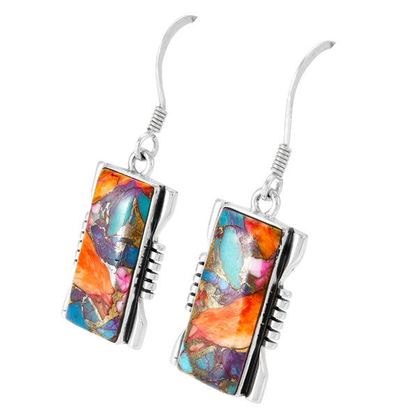 Rainbow Spiny Turquoise Earrings Sterling Silver E1446-C91