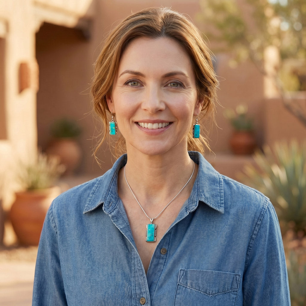 Turquoise Earrings Sterling Silver E1446-C75