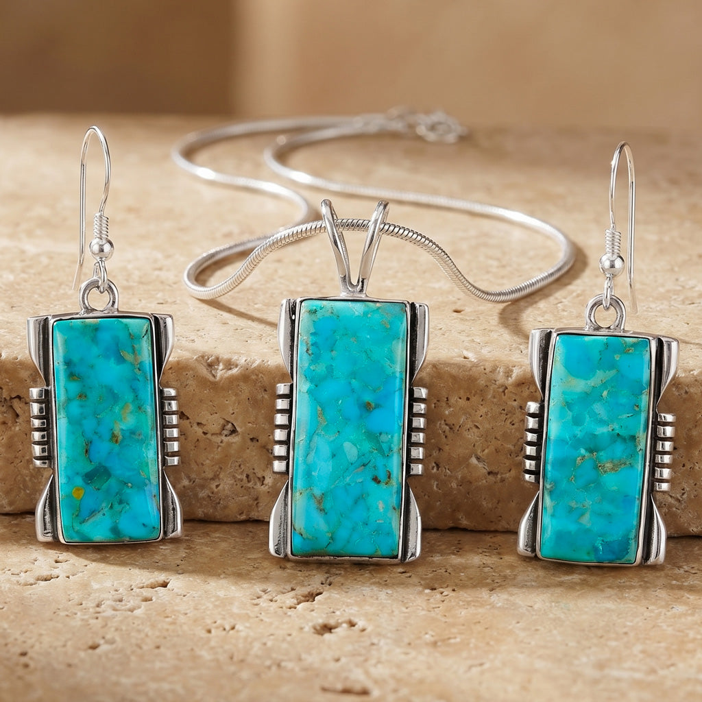 Turquoise Earrings Sterling Silver E1446-C75