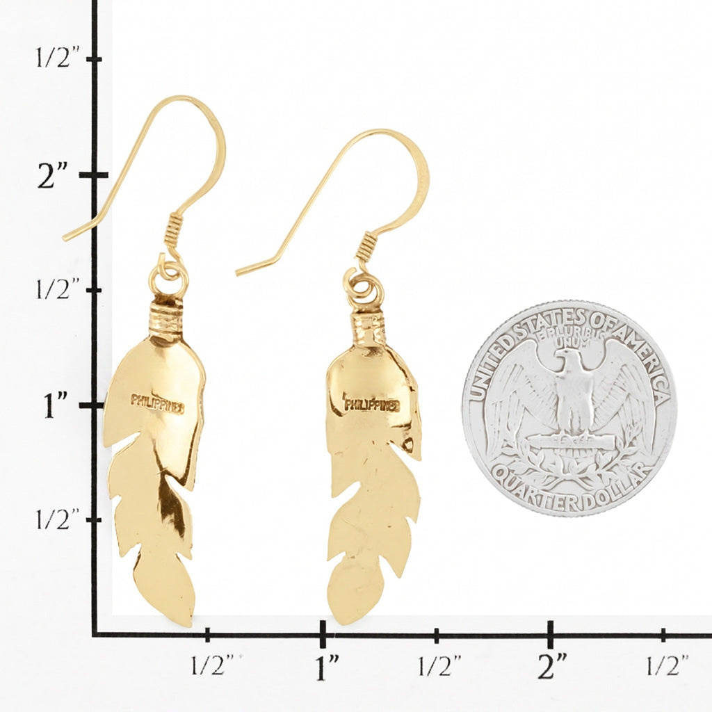 Feather Spiny Turquoise Earrings GoldCopper E1447-LG-GB-C89
