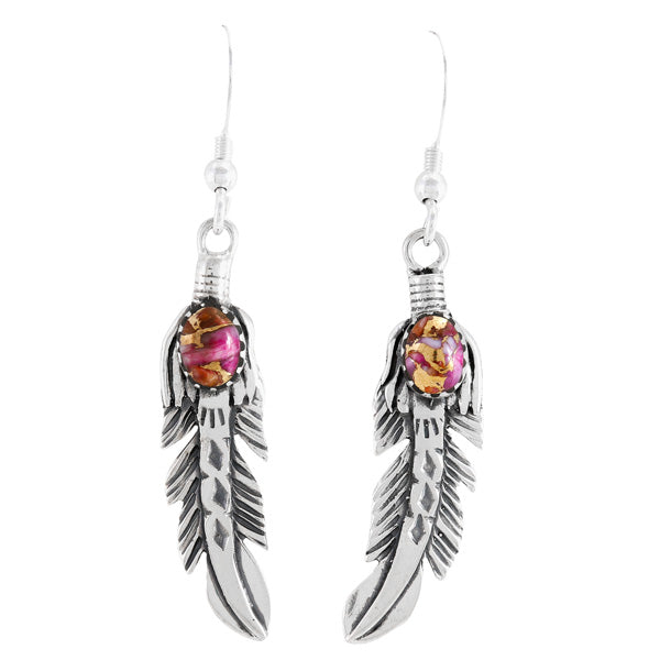 Plum Spiny Feather Earrings Sterling Silver E1447-SM-C92