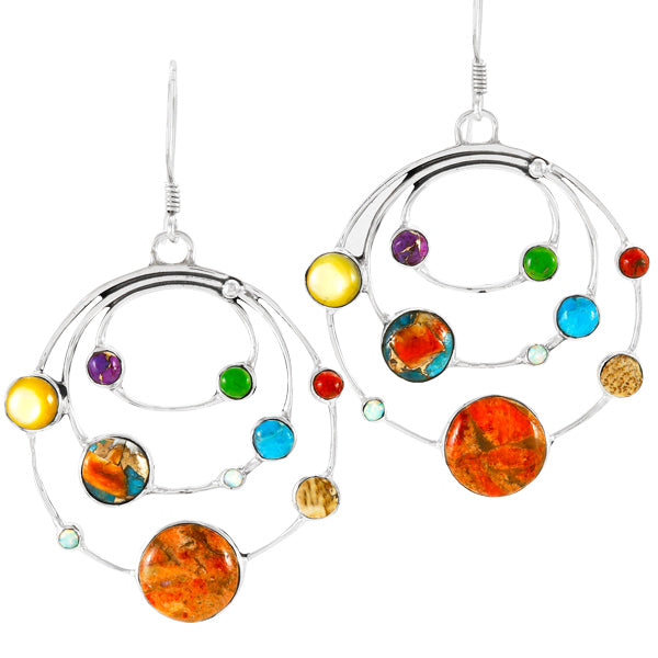 Planets Multi Gemstone Earrings Sterling Silver E1448-C71