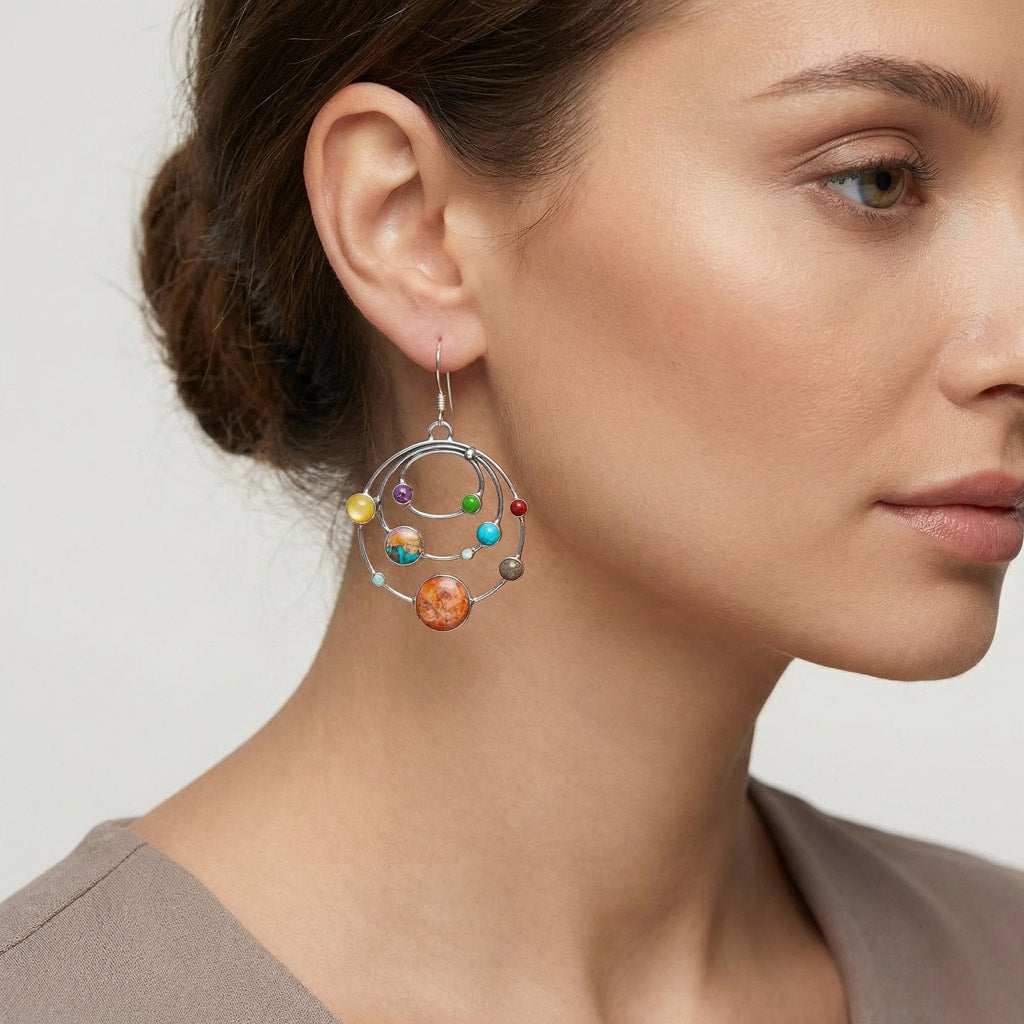 Planets Multicolor Earrings Sterling Silver E1448-C71