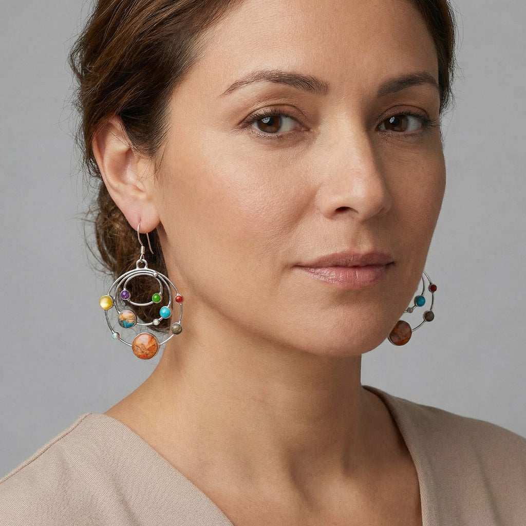 Planets Multicolor Earrings Sterling Silver E1448-C71
