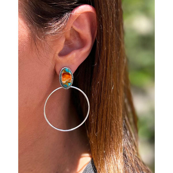 Spiny Turquoise Earrings Sterling Silver E1449-C89