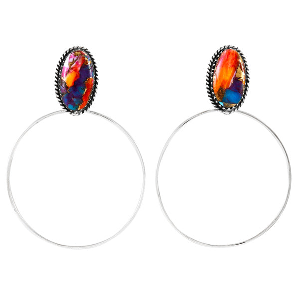 Rainbow Spiny Turquoise Earrings Sterling Silver E1449-C91