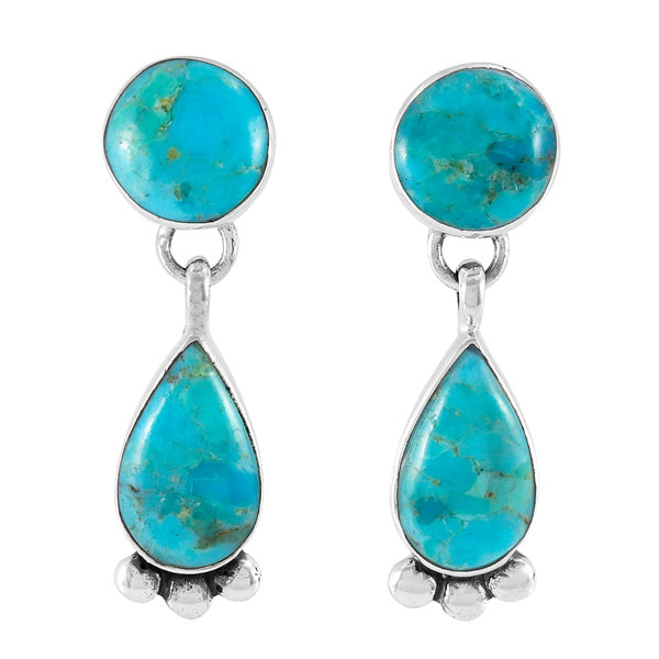 Turquoise Earrings Sterling Silver E1451-C75 Southwestern Jewelry by Turquoise Network