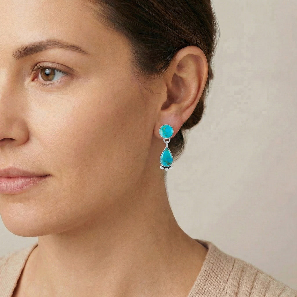 Turquoise Earrings Sterling Silver E1451-C75